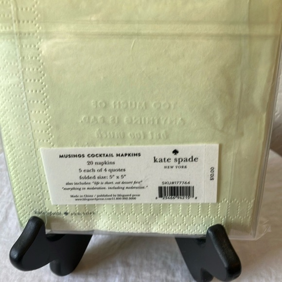 Kate Spade: Mint Green 20 Cocktail Napkins- Musings- 4 quotes- 5”x5” - Picture 6 of 15